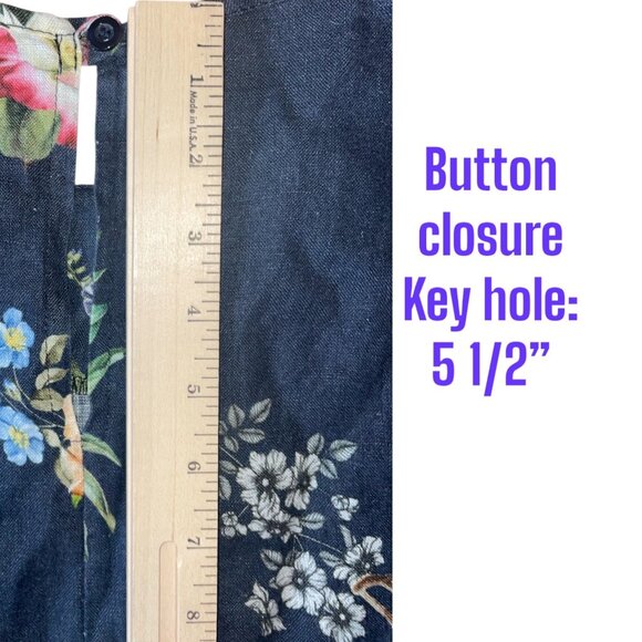 Le Ragazze Women's Boho Flowy Tiered Navy Linen Floral Dress Italy S - Picture 4 of 8